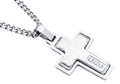 Men's Stainless Steel Cross Pendant Necklace With Cubic Zirconia With 24" Curb Chain