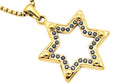 Mens Gold Plated Stainless Steel Star Of David Pendant With Black Cubic Zirconia