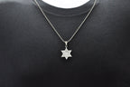 Mens High Polish Stainless Steel Star Of David Pendant