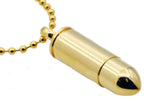 Mens Gold Stainless Steel Bullet Pendant Necklace