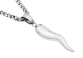 Mens Small Stainless Steel Italian Horn Pendant