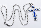 Mens Blue Stainless Steel Pendant With Cubic Zirconia