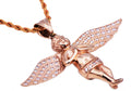 Mens Rose Stainless Steel Cherub Pendant With Cubic Zirconia
