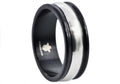 Mens 8mm Black And Silver Stainless Steel Band Ring