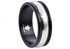 Mens 8mm Black And Silver Stainless Steel Band Ring