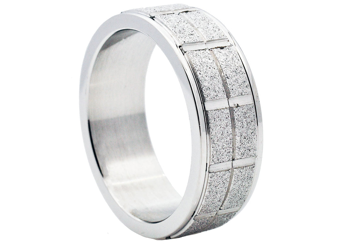 Mens Sand Blasted Stainless Steel Band