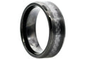 Mens Black Carbon Fiber And Black Stainless Steel 8mm Band Ring