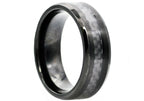 Mens Black Carbon Fiber And Black Stainless Steel 8mm Band Ring
