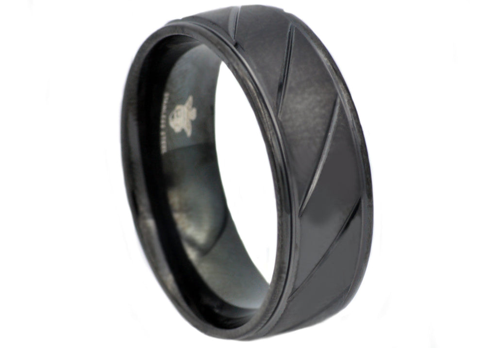 Mens Black Stainless Steel Ring