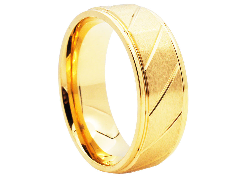 Mens Gold Stainless Steel Ring