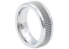 Men's 8mm Polished Stainless Steel Cable Inlay Ring