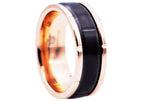 Mens 8mm Black And Rose Stainless Steel Etched Ring