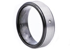 Mens Black Plated Tungsten Ring With Diamond