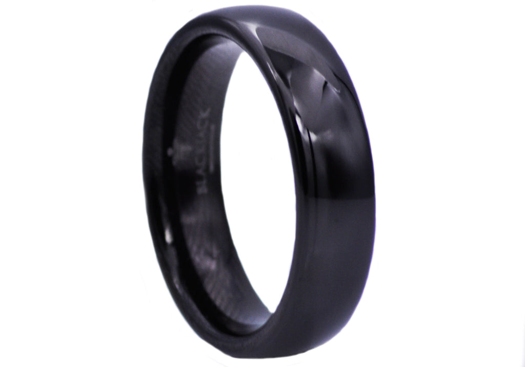 Mens Black Plated Tungsten Band Ring