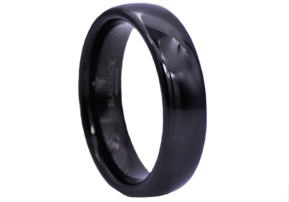 Mens Black Plated Tungsten Band Ring