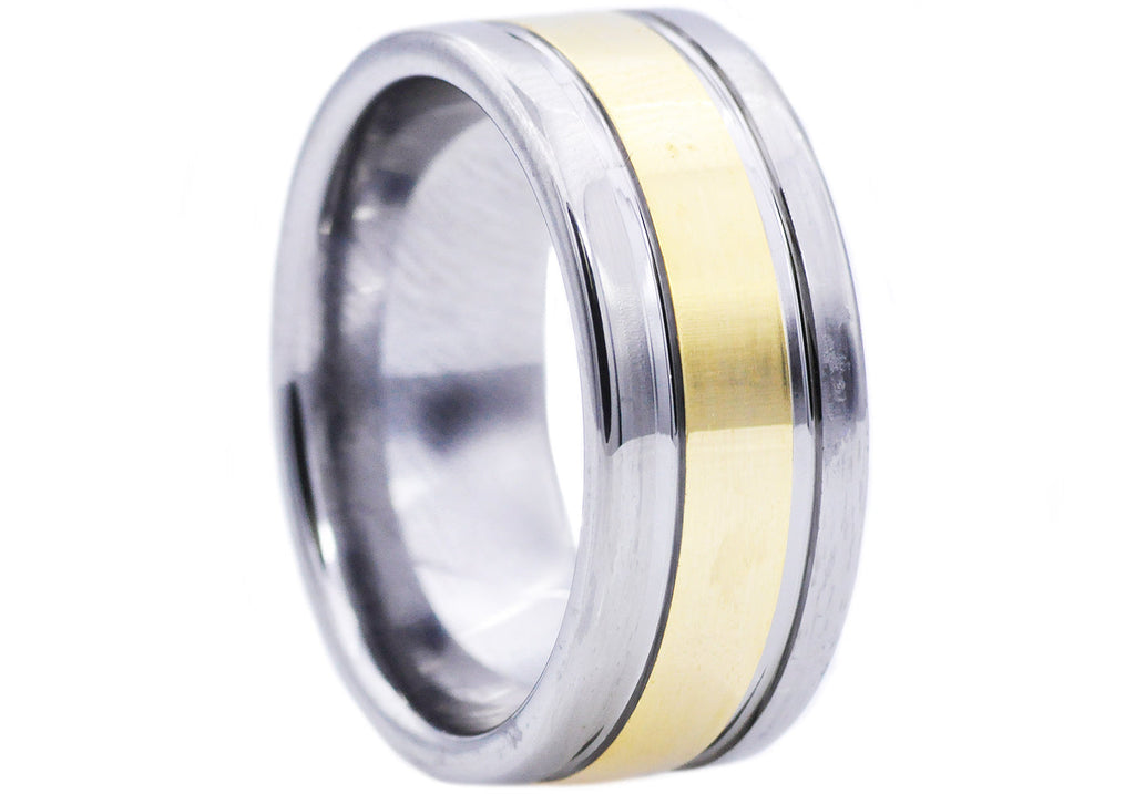 Mens Gold Tungsten Band Ring