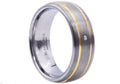 Mens Gold Tungsten Band Ring With Diamond