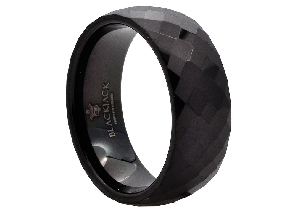 Mens Black Plated Tungsten Band Ring