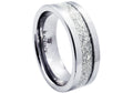 Mens Genuine Meteorite Stone Inlay Tungsten Band Ring