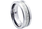 Mens Genuine Meteorite Stone Inlay Tungsten Band Ring
