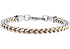 Mens Two Tone Gold Stainless Steel Franco Link Chain Bracelet