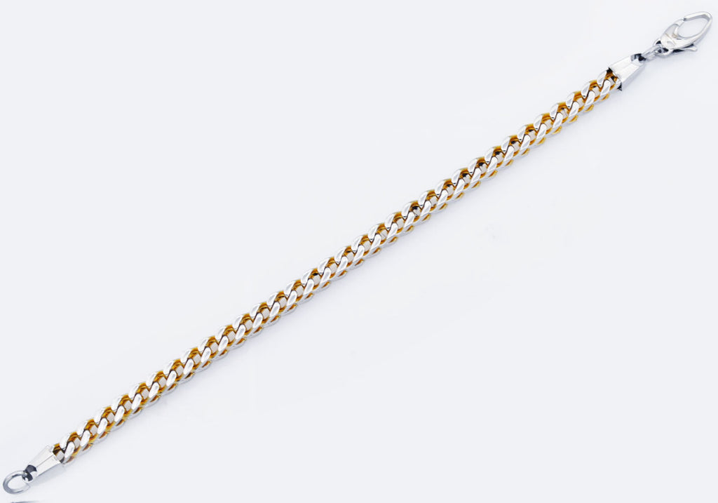 Mens Two Tone Gold Stainless Steel Franco Link Chain Bracelet