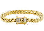 Mens Gold Stainless Steel Franco Link Chain Bracelet With Cubic Zirconia Box Clasp