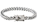 Mens Stainless Steel Franco Link Chain Bracelet With Cubic Zirconia Box Clasp