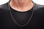 Mens Antique Plated Stainless Steel Franco Link Chain Set