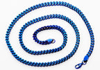 Mens 4mm Blue Stainless Steel Franco Link Chain Necklace