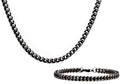 Mens Antique Plated Stainless Steel Franco Link Chain Set
