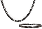 Mens Antique Plated Stainless Steel Franco Link Chain Set