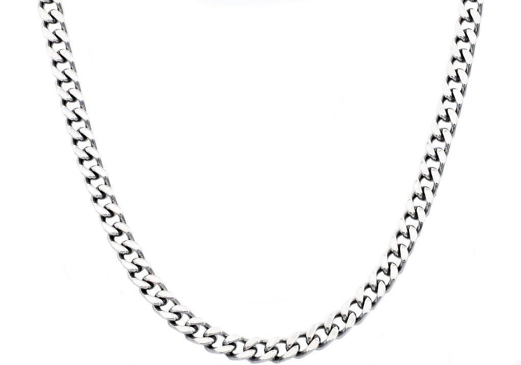 Mens 8mm Stainless Steel Curb Link Chain Necklace