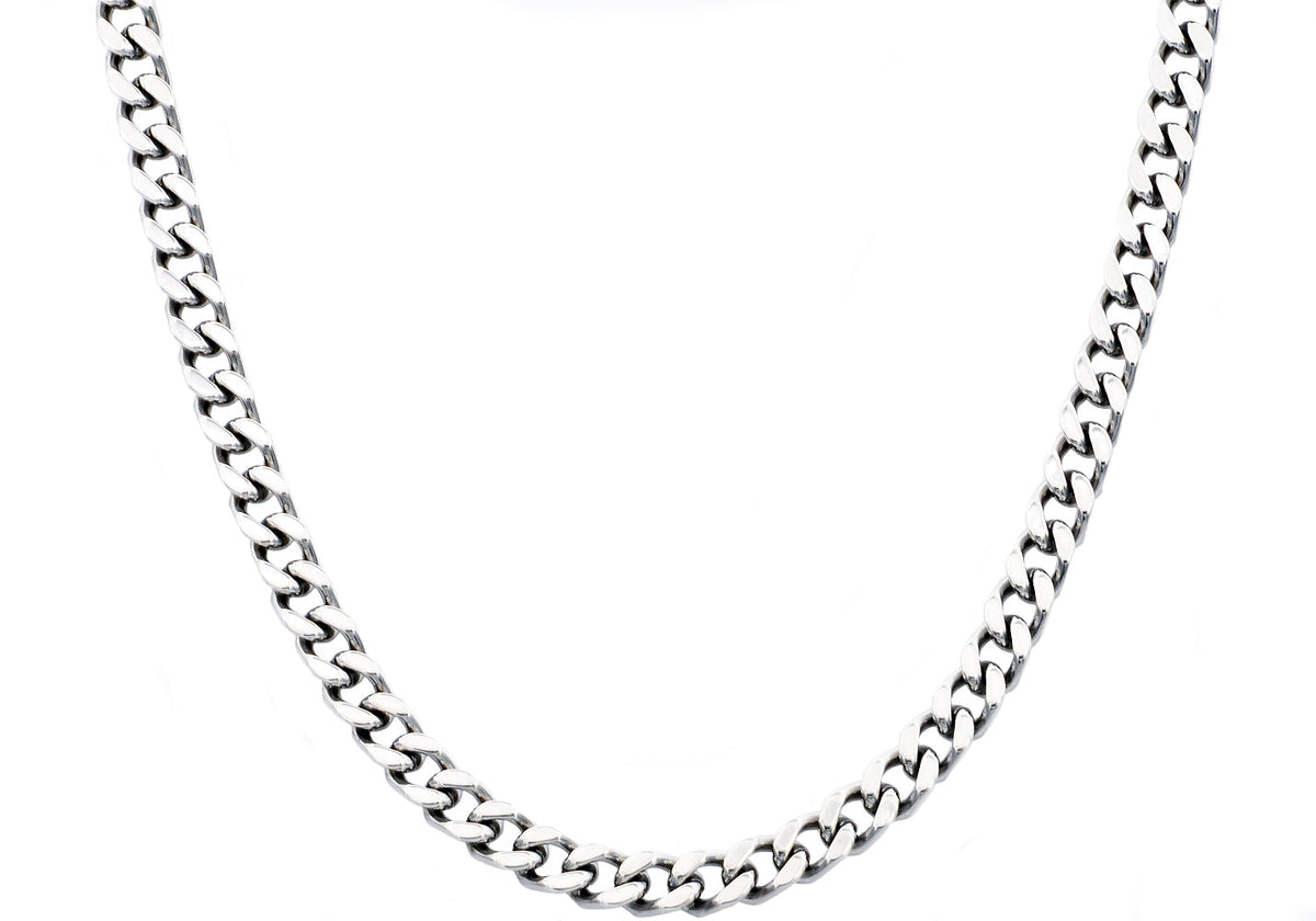 Mens 8mm Stainless Steel Curb Link Chain Necklace
