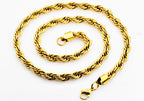 Mens Gold Stainless Steel Rope Chain Necklace