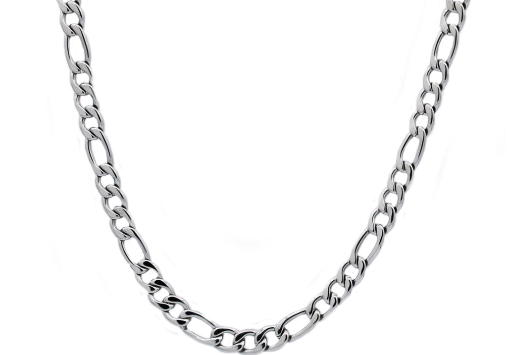 Mens Stainless Steel Figaro Link Chain Necklace