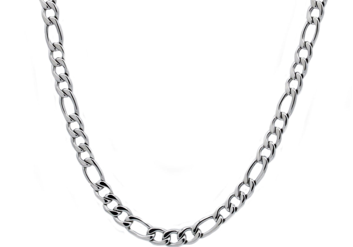 Mens Stainless Steel Figaro Link Chain Necklace