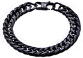 Mens Black Plated Stainless Steel Double Cuban Link Chain Bracelet
