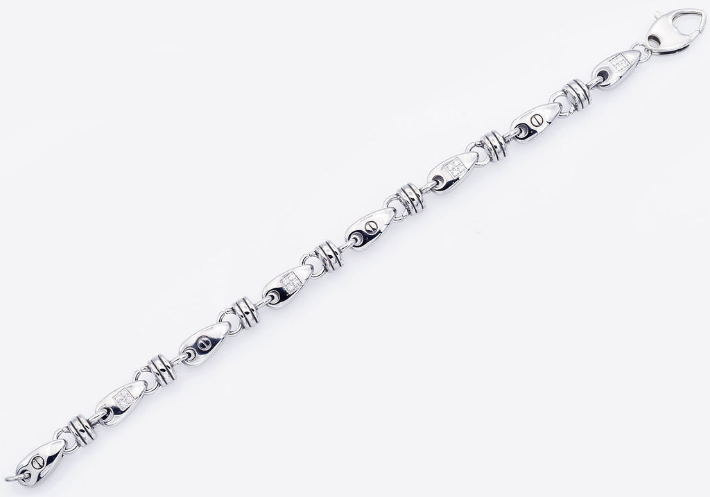 Mens Stainless Steel Chain Link Bracelet With Cubic Zirconia