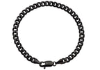 Mens 6mm Black Stainless Steel Miami Cuban Link Bracelet With Lobster Clasp