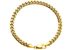 Mens 6mm Gold Plated Stainless Steel Cuban Link Chain Bracelet With Lobster Clasp