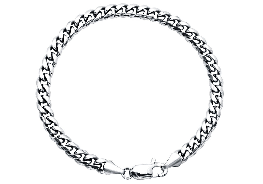 Mens 6mm Stainless Steel Cuban Link Chain Bracelet With Lobster Clasp