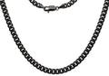 Mens 6mm Black Stainless Steel Cuban Link Chain Necklace With Lobster Claw Clasp