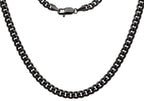 Mens 6mm Black Stainless Steel Cuban Link Chain Necklace With Lobster Claw Clasp