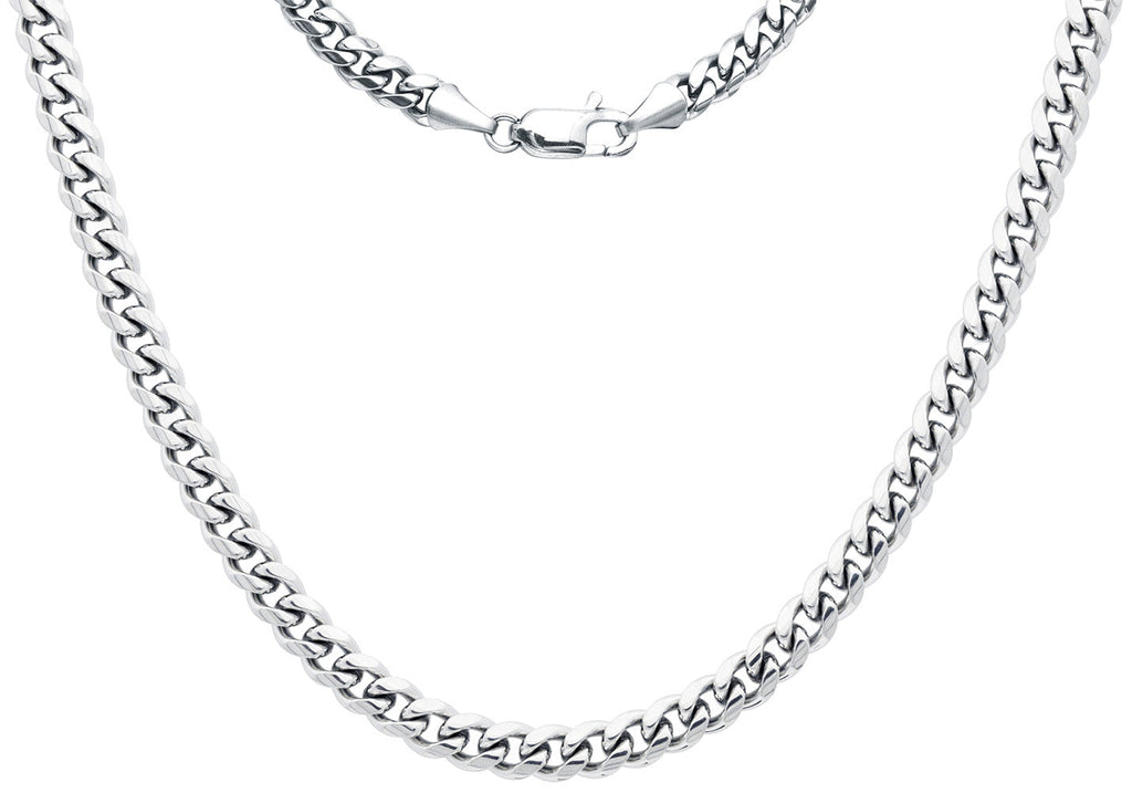 Mens 8mm Stainless Steel Cuban Link Chain Necklace With Lobster Clasp