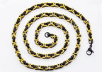 Mens 4mm Gold And Black Stainless Steel Byzantine Link Chain Necklace