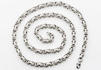 Mens 4mm Stainless Steel Byzantine Link Chain Necklace