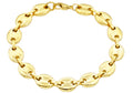 Mens Gold Stainless Steel Puff Mariner Link Chain Bracelet