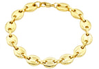Mens Gold Stainless Steel Puff Mariner Link Chain Bracelet