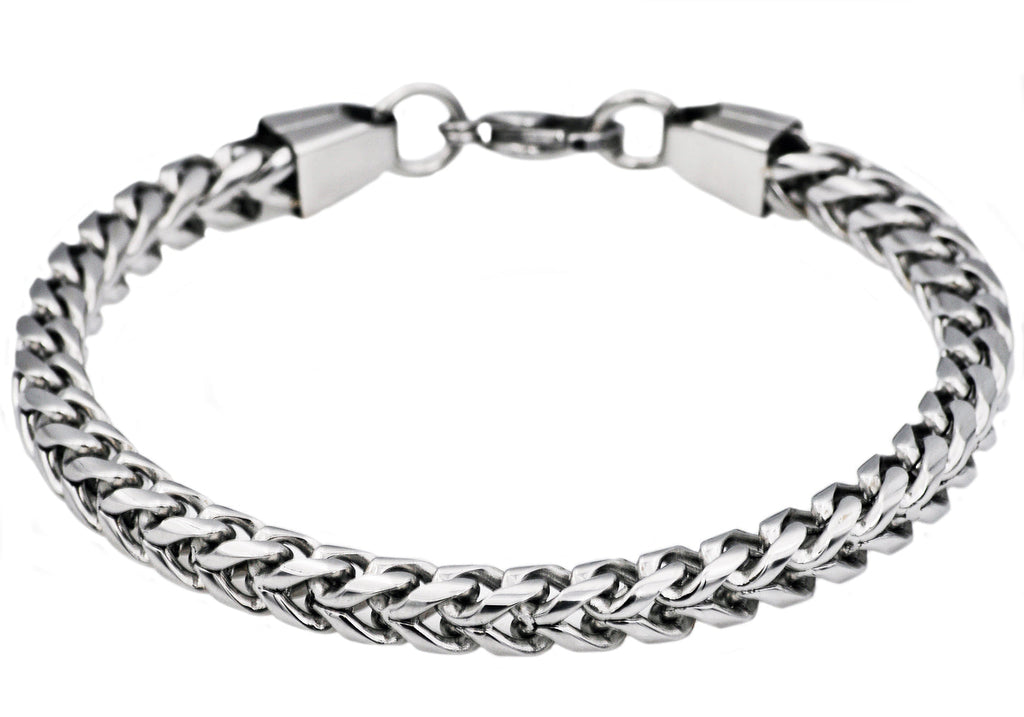 Mens Stainless Steel Rounded Franco Link Chain Bracelet